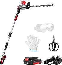 MZK 20V MAX 22.4-inch Cordless Pole Hedge Trimmer Attachment, 8-Feet Reach, Electric Hedge Trimmer with Extension Pole, Multi-Angle (Battery and Charger Included)
