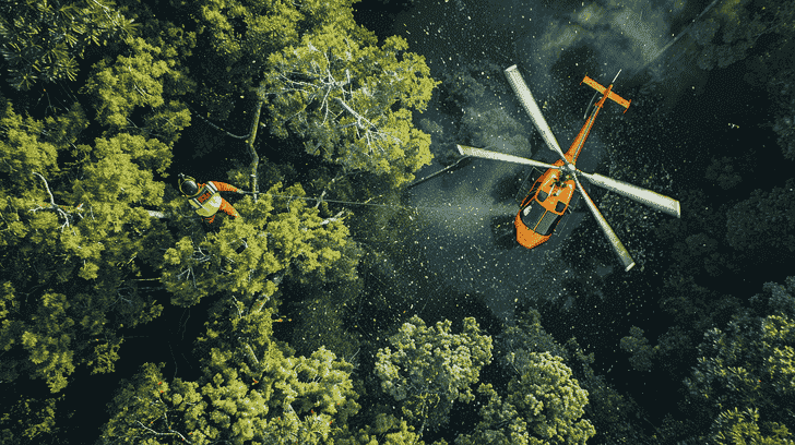 tree trimming with helicopter